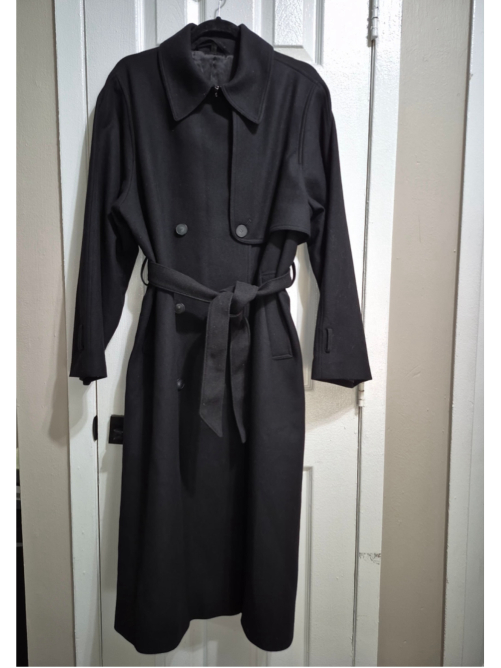 Women's & Other Stories Black Wool Trench Coat Size M